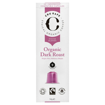 CRU Kafe Organic Dark Roast Nespresso Compatible Coffee Capsules 10 per pack