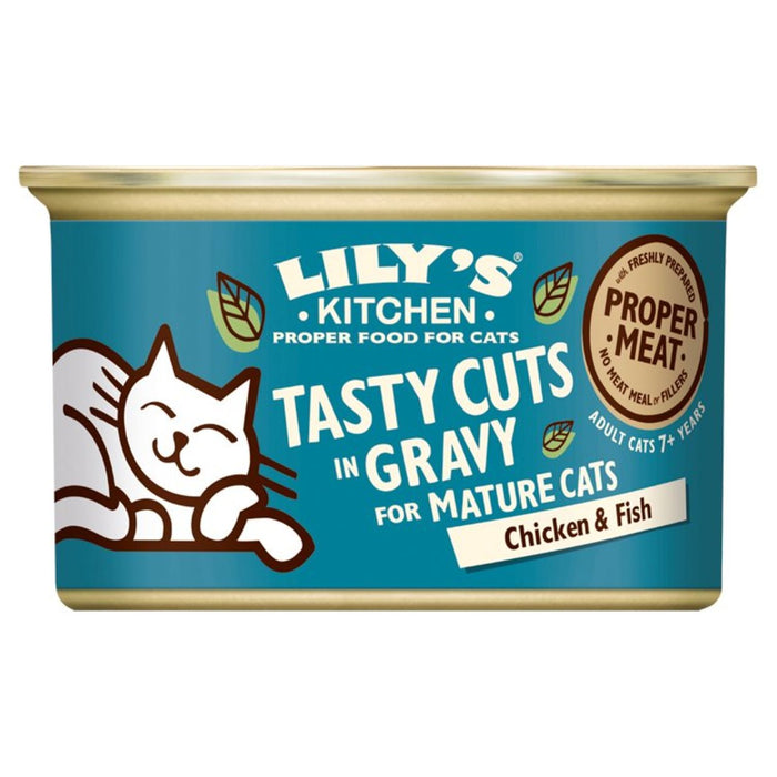 Lily's Küchenhuhn & Fisch leckere Schnitte in Soße für reife Katzen 85G