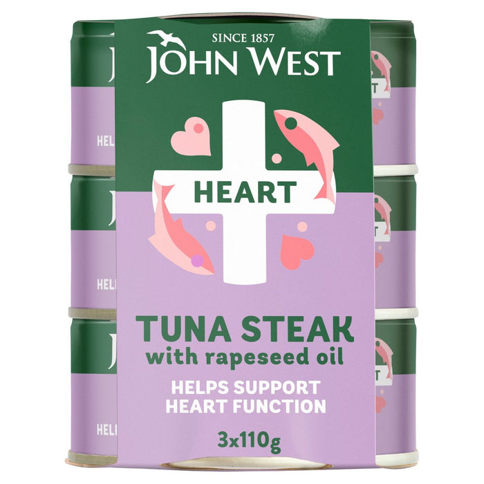 John West Herz kein Abfluss Thunfischsteak mit Rapsöl 3 x 110g