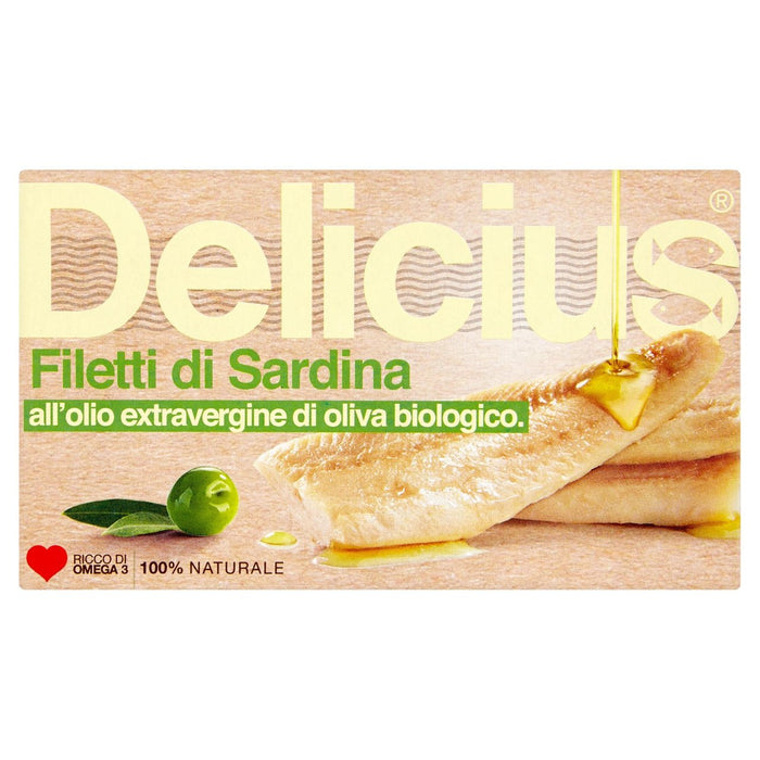 Delicius Sardine -Filets in Bio -Olivenöl 90G extra Virgin