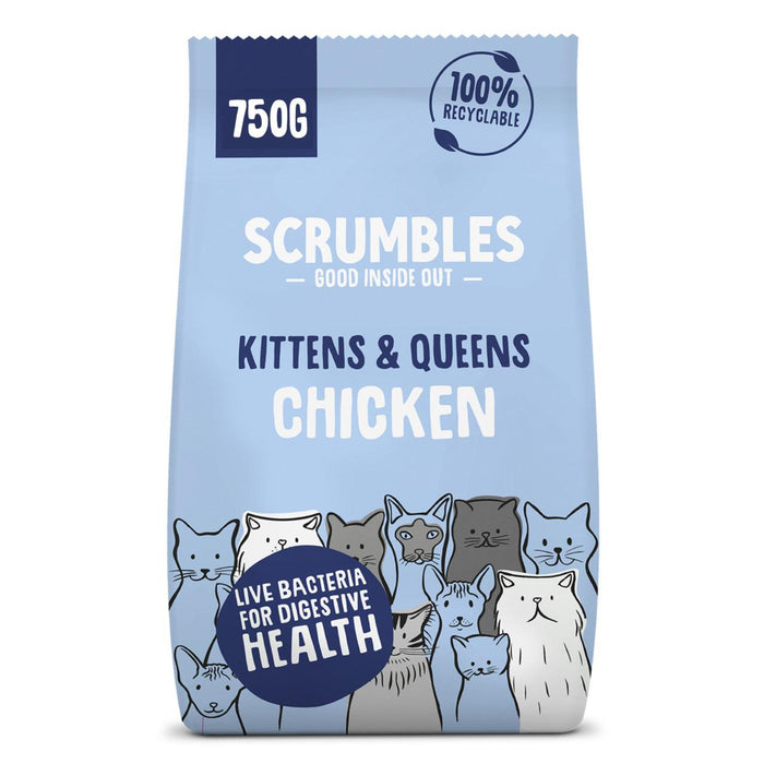 Scrumble Kitten et Queens Dry Cat Food Poulet 750G