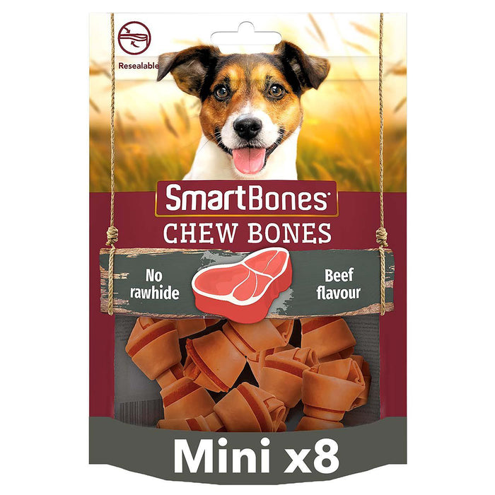 Smartbones 8 Mini Beefhhide Free Bones Great Dog Treats 128g