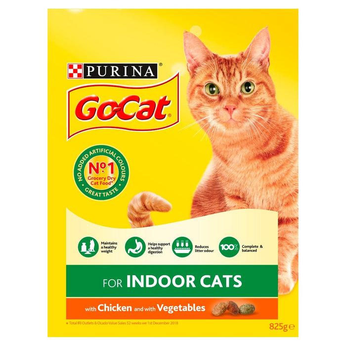Go-Cat Innenkatze trockene Katzenfutter Hühner und Gartengrün 825g
